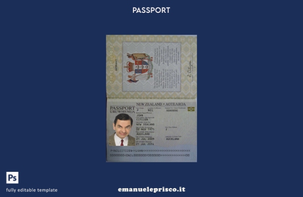 modello di passaporto neozelandese ( ) in stile verificato